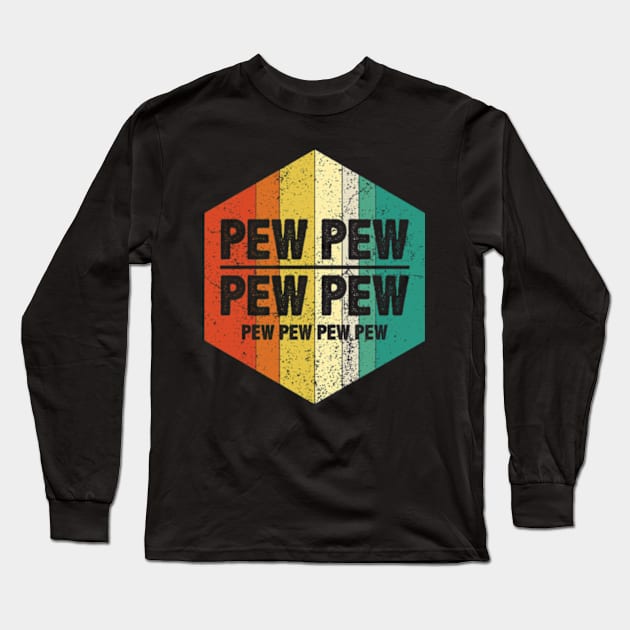 Best Retro funny scifi pew pew pew wars Long Sleeve T-Shirt by MinyMerch